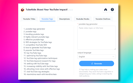 TubeAIde website screenshot