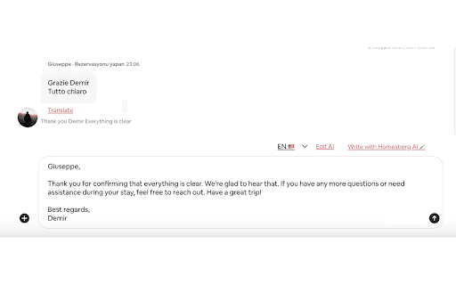 Homesberg AI Message Assistant website screenshot