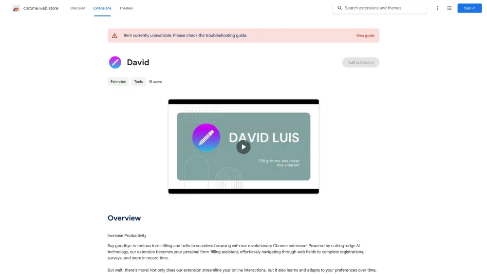 David website screenshot