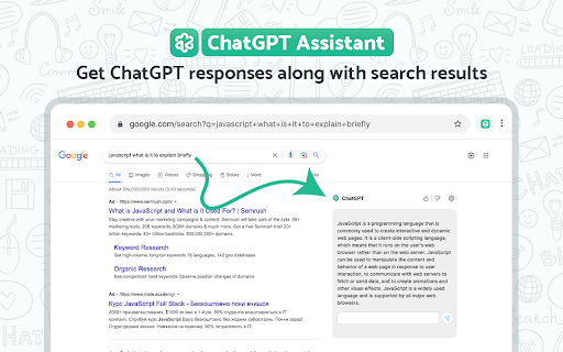 ChatGPT Assistant for Google website screenshot