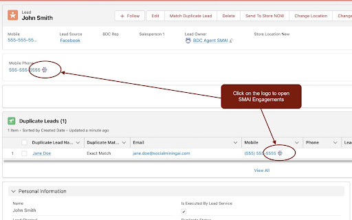 SMAI Click2Engage website screenshot