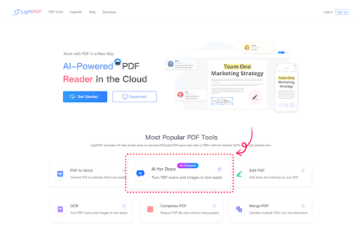 LightPDF: AI Chat & Summary for PDF/Web website screenshot