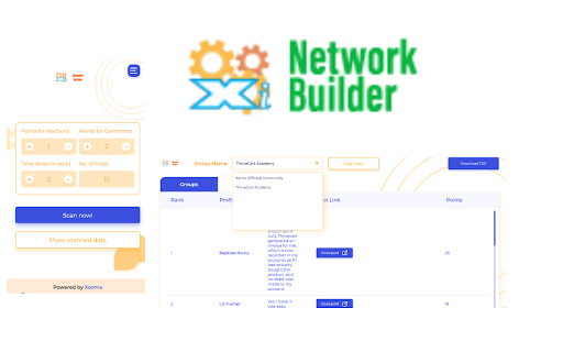 Xooma Intelligence Network Builder website screenshot