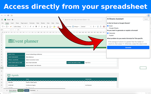 Ai Sheets Assistant For Excel Sheets website screenshot