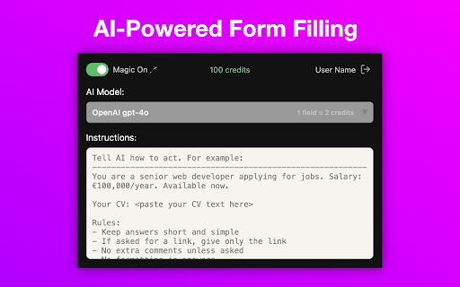 AI Form Fill website screenshot