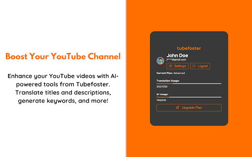 Tubefoster website screenshot