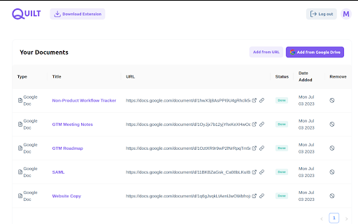 Quilt website screenshot