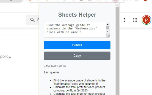 Sheets Helper website screenshot