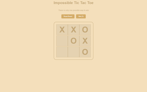 Impossible Tic Tac Toe website screenshot