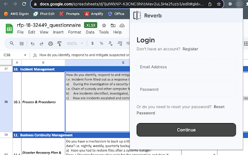 Reverb: AI-Powered Questionnaire Assistant website screenshot