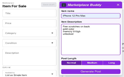 Marketplace Buddy website screenshot