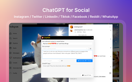 ChatGPT For Social website screenshot
