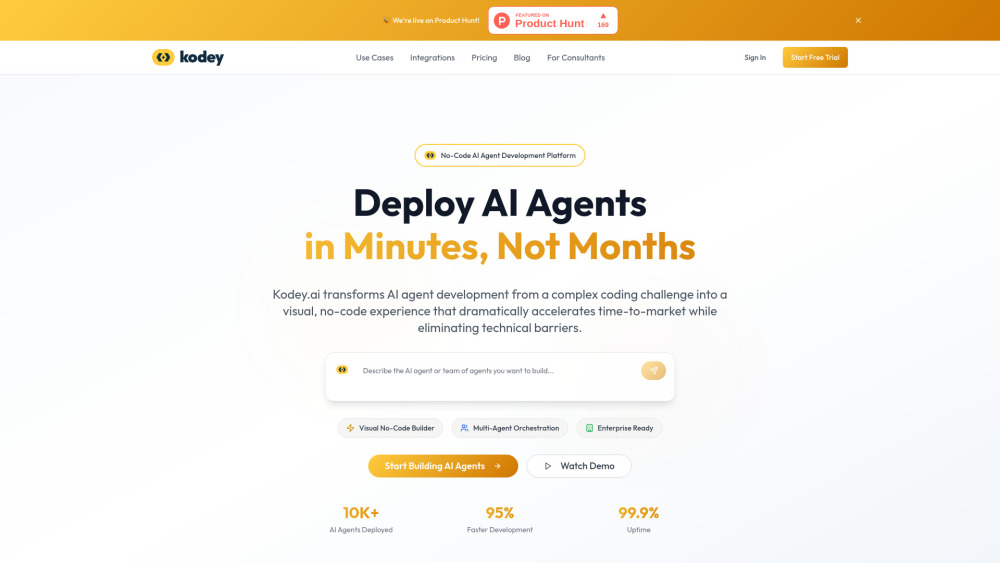Kodey AI website screenshot