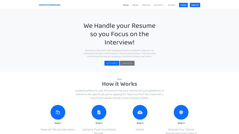 UpdateYourResume website screenshot