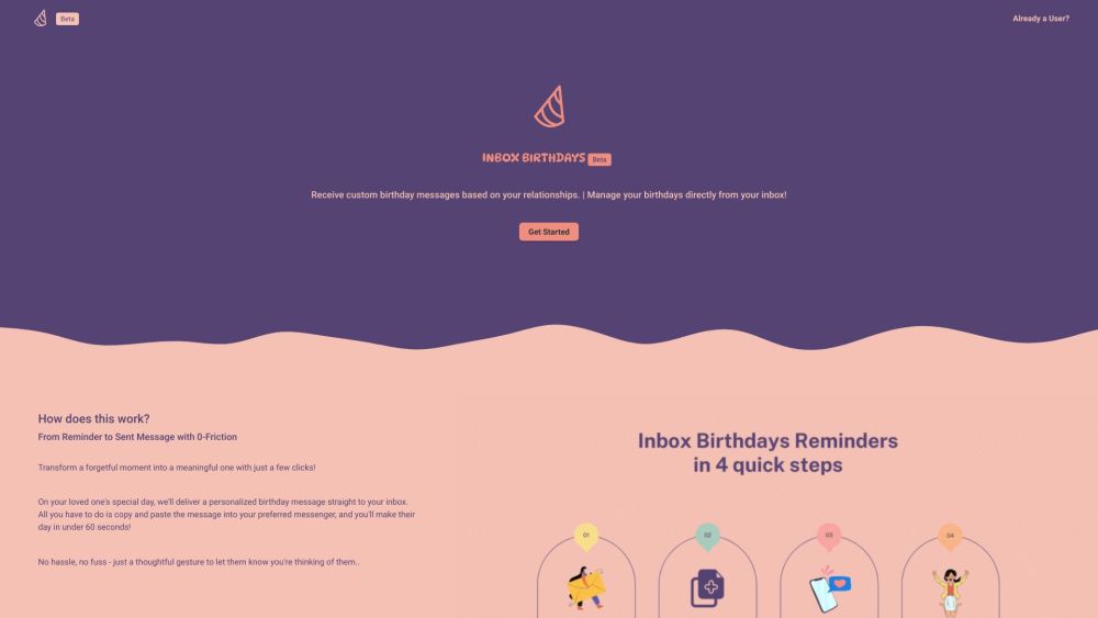 InboxBirthdays website screenshot