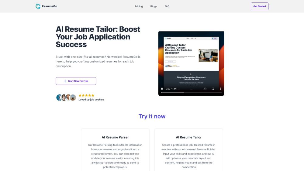 ResumeGo website screenshot