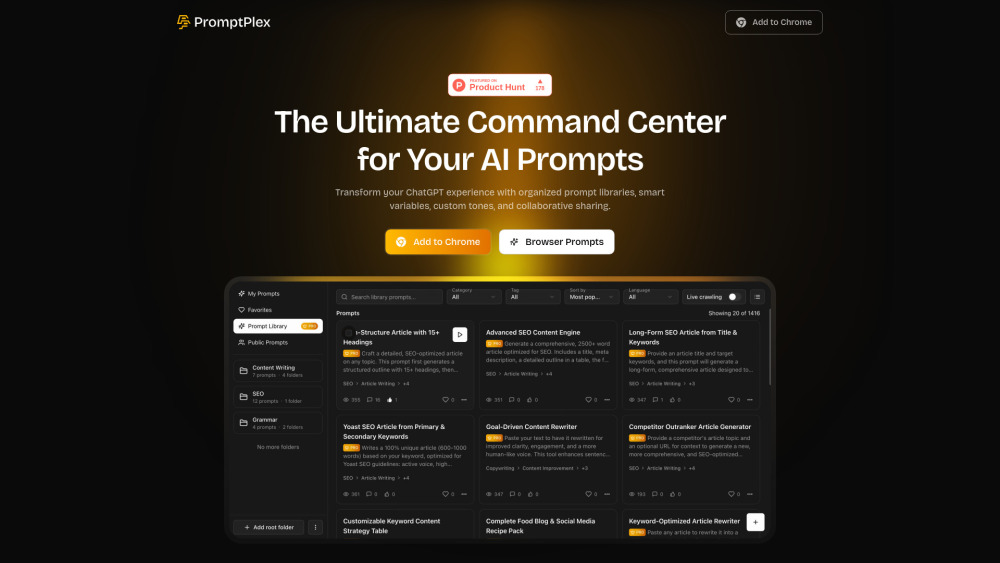 Promptplex website screenshot