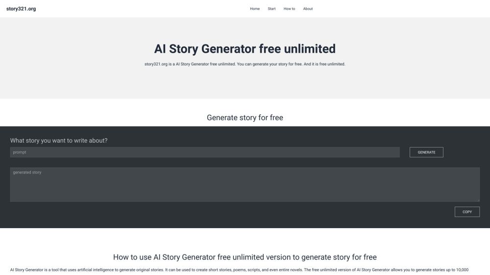 Ai Story Generator Free Unlimited website screenshot