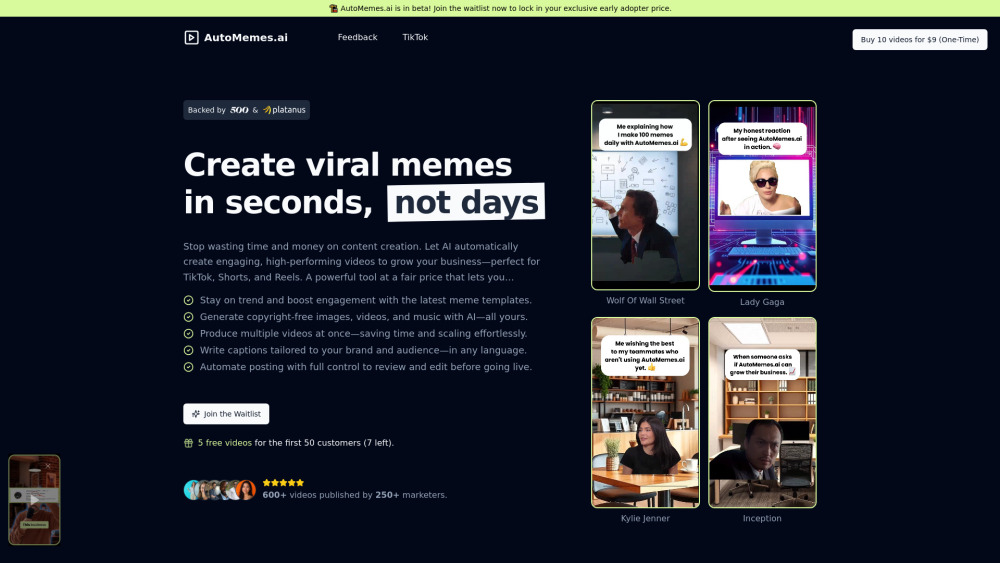Automemes Ai website screenshot