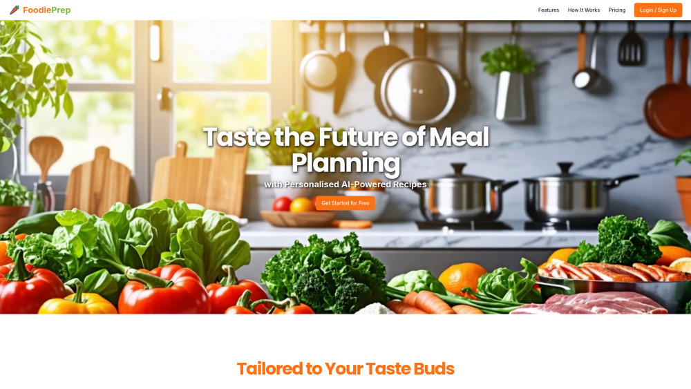 FoodiePrep website screenshot