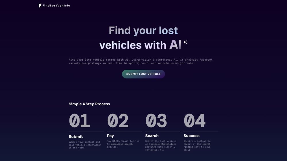 FindLostVehicle website screenshot