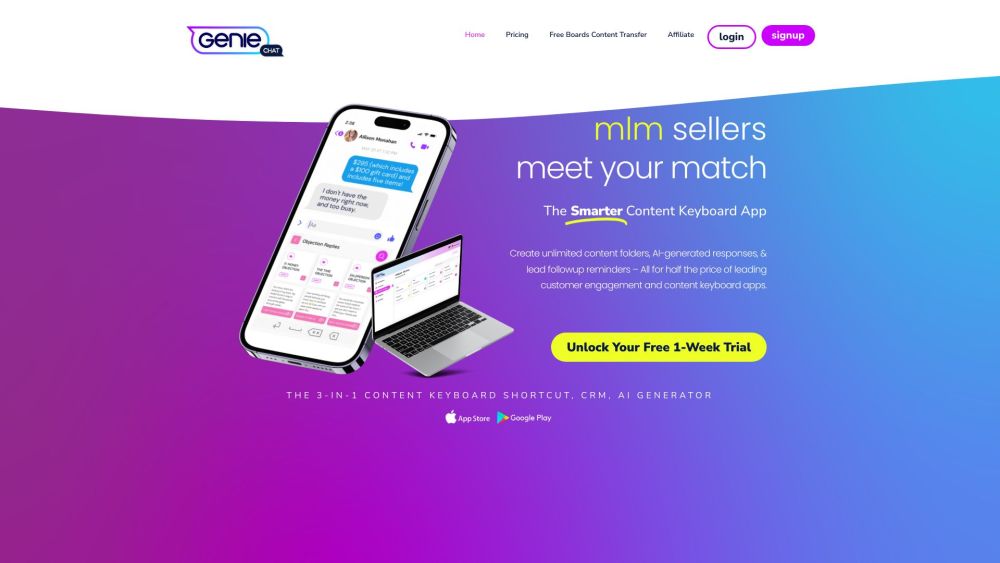 GenieChat website screenshot