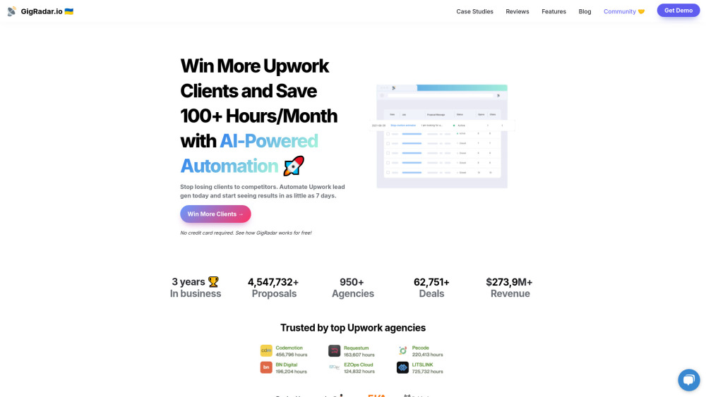 GigRadar website screenshot