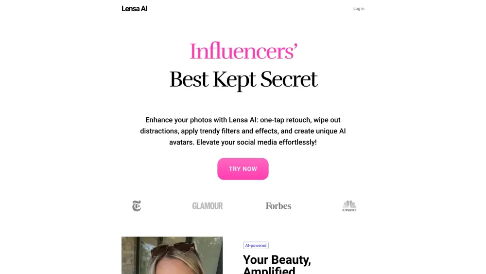 Lensa website screenshot
