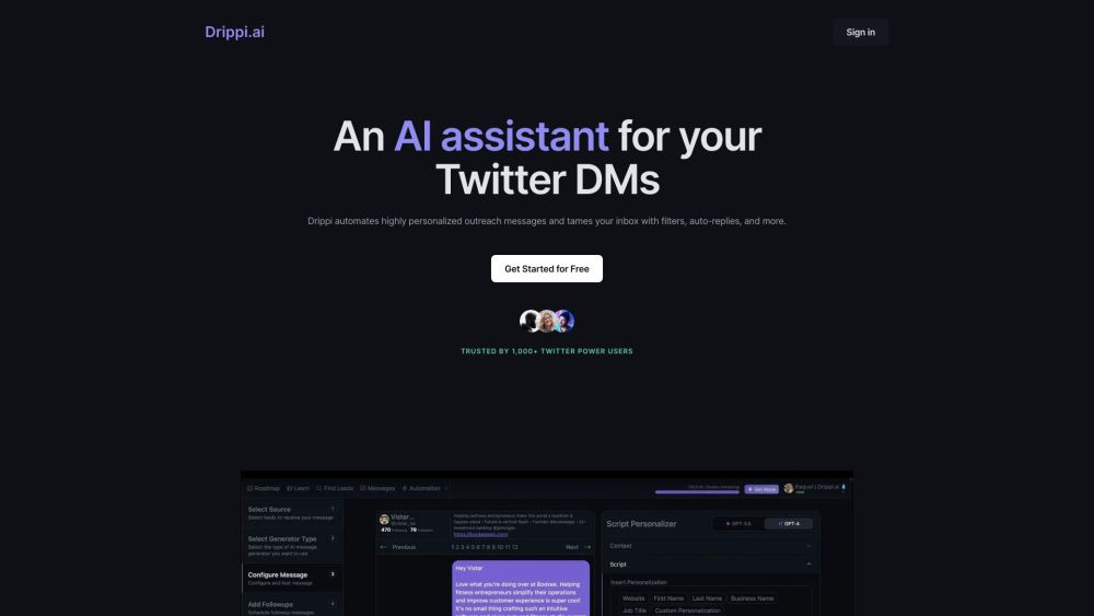 Drippi Ai website screenshot