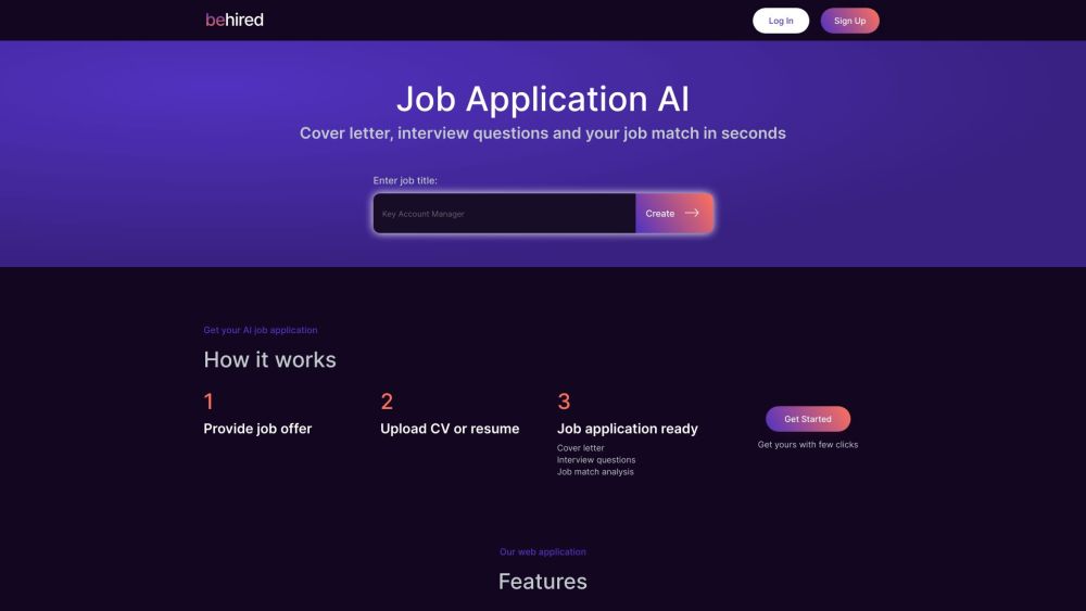 Behired website screenshot