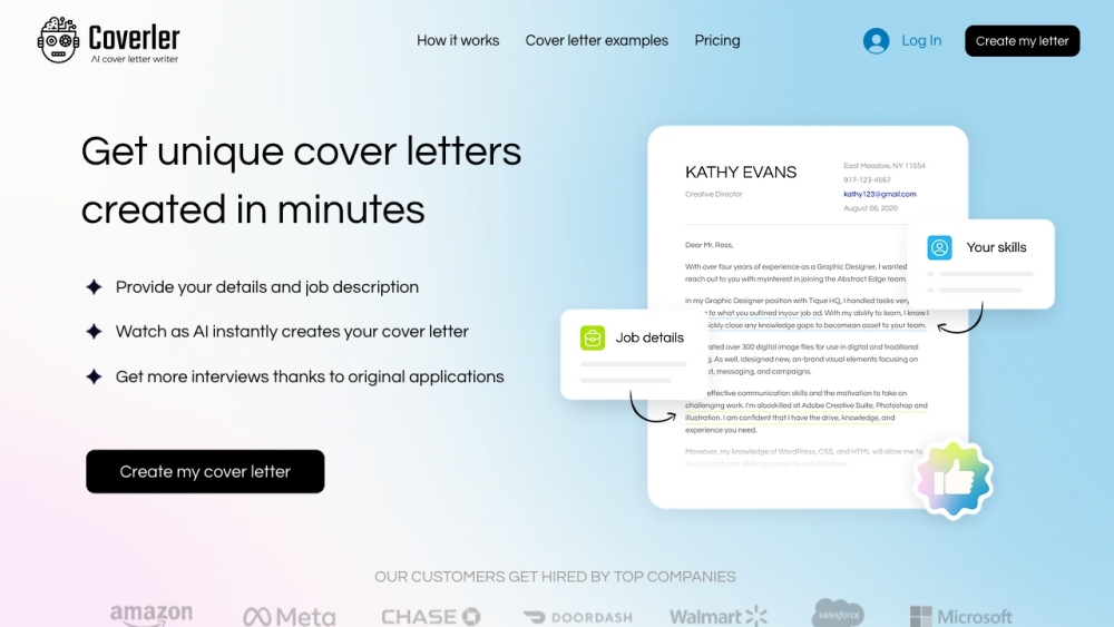 Coverler website screenshot