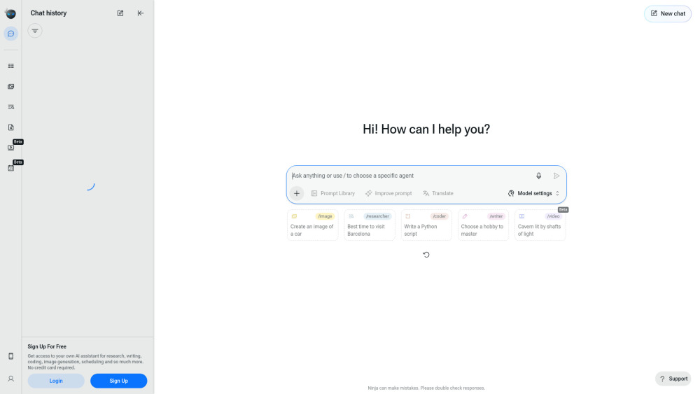 Ninja Ai website screenshot