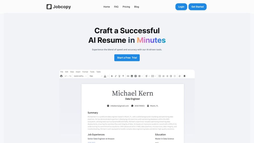 Jobcopy website screenshot