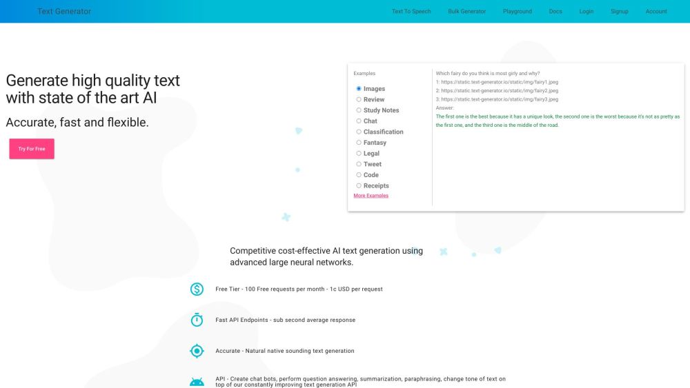Text Generator website screenshot