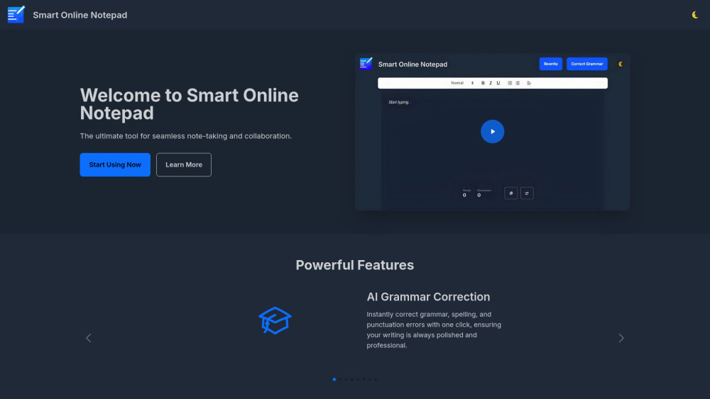 Smart Online Notepad website screenshot