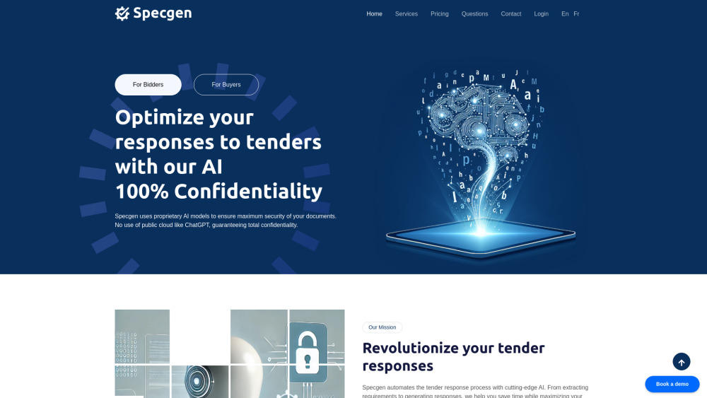 Specgen website screenshot