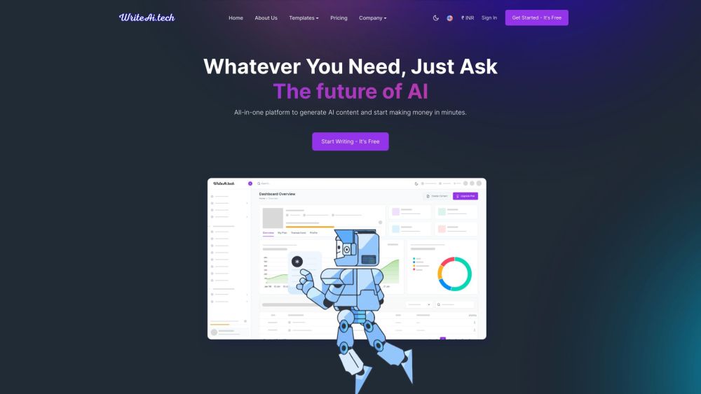 Writeai Tech website screenshot
