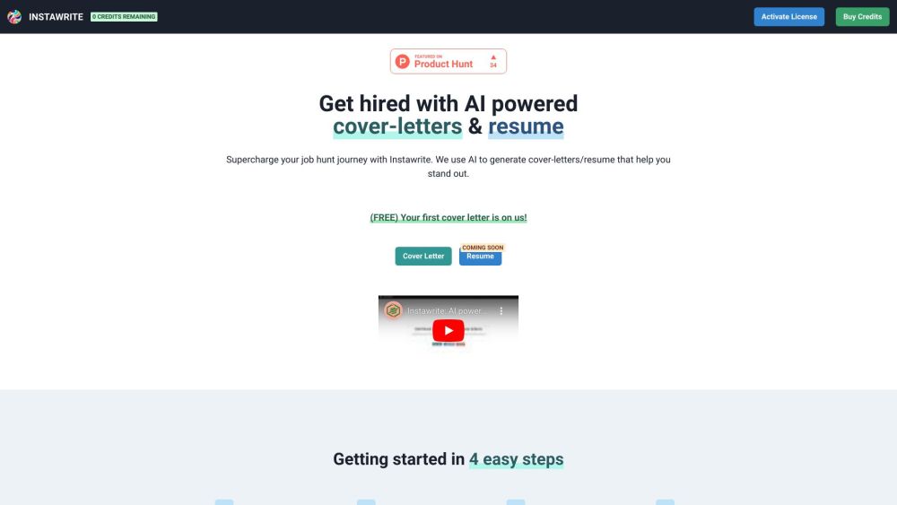 Instawrite website screenshot