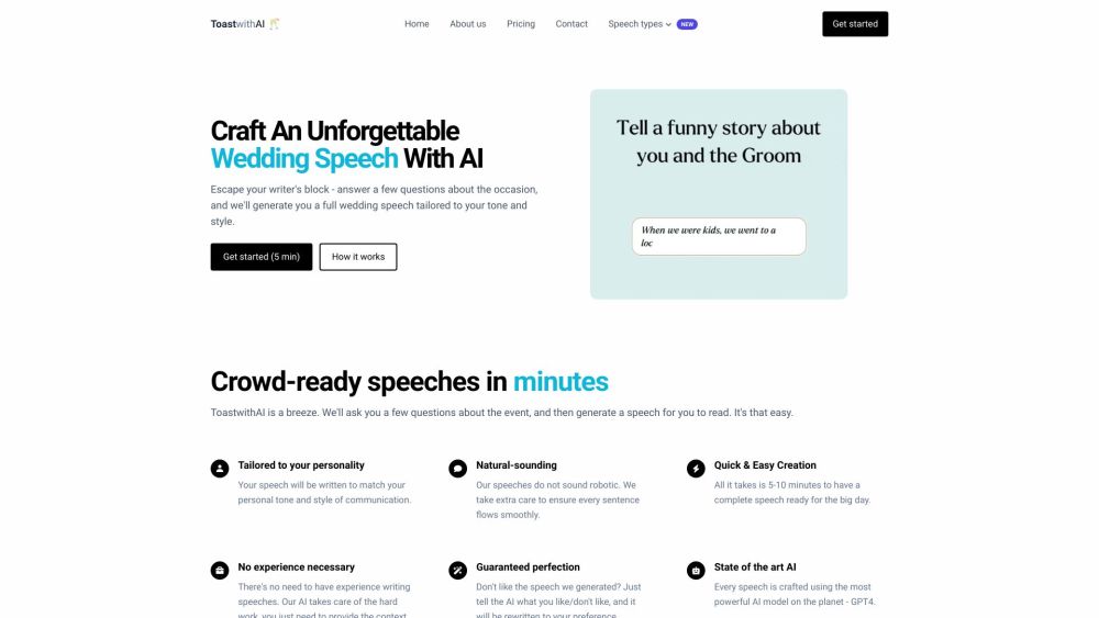 ToastwithAI website screenshot
