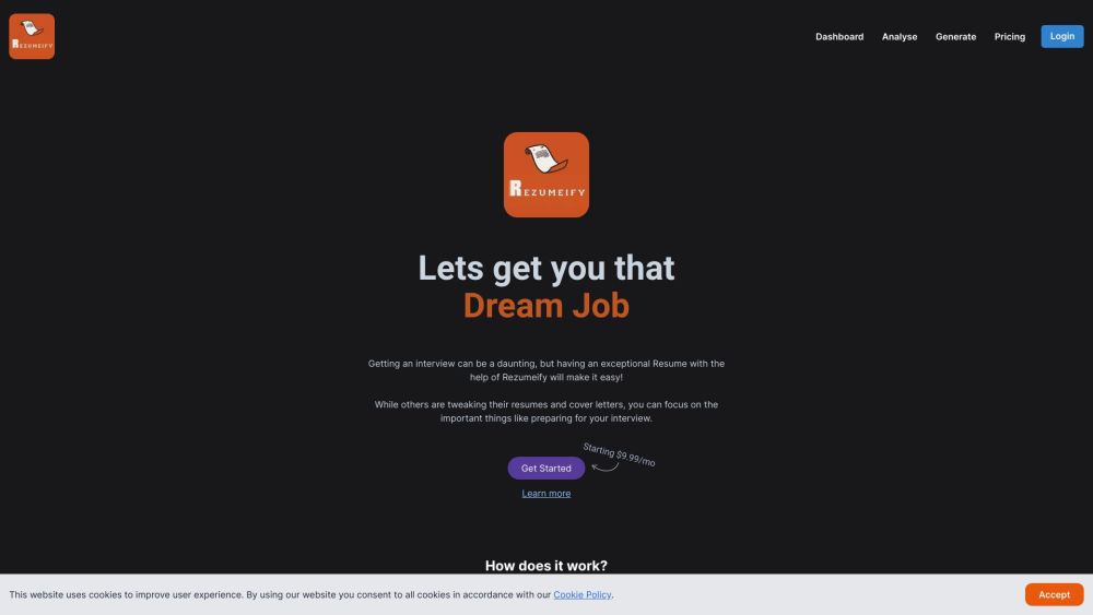 Rezumeify website screenshot
