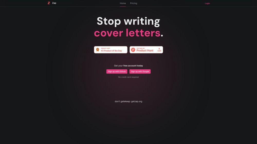 Zap Ai website screenshot