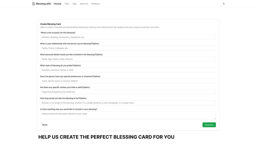 Blessing Wiki website screenshot