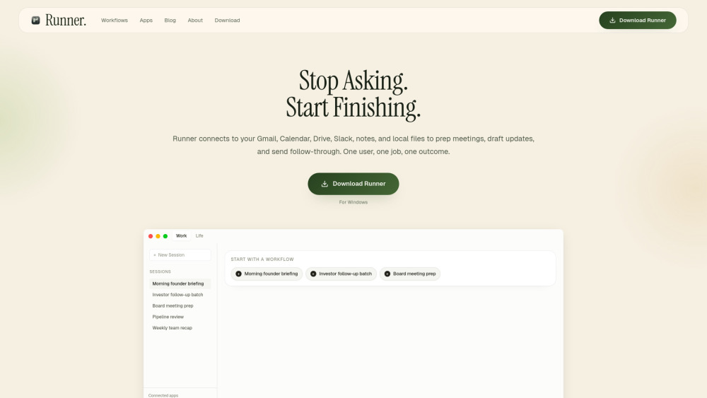Runner website screenshot
