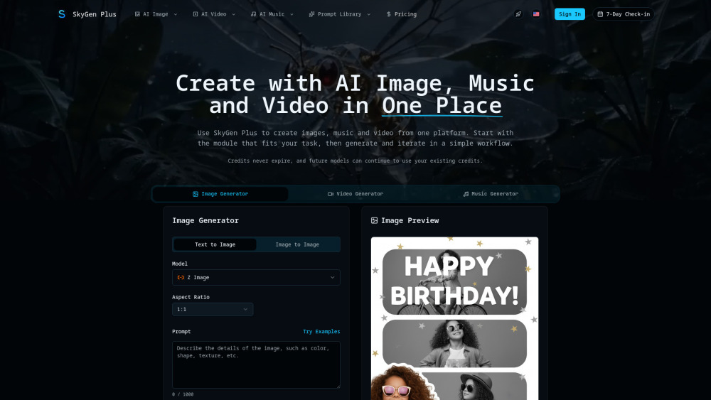 Skygen Plus website screenshot