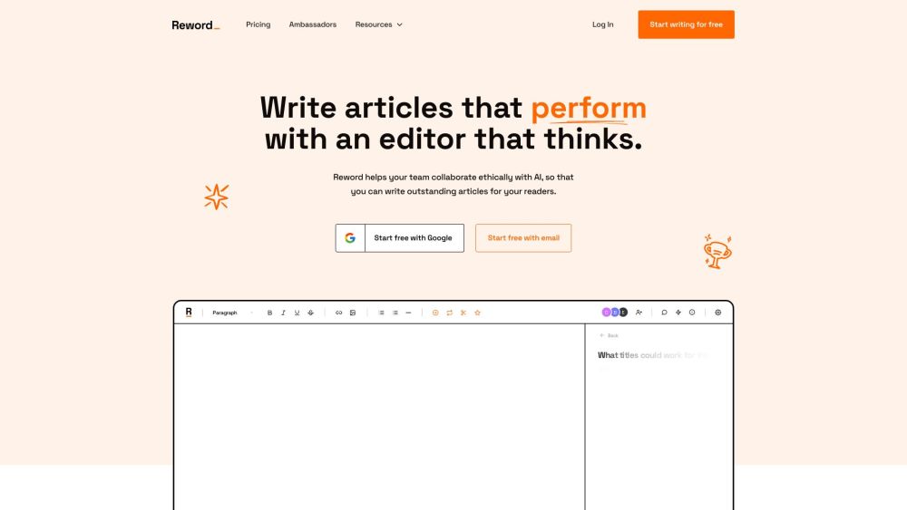 Reword website screenshot