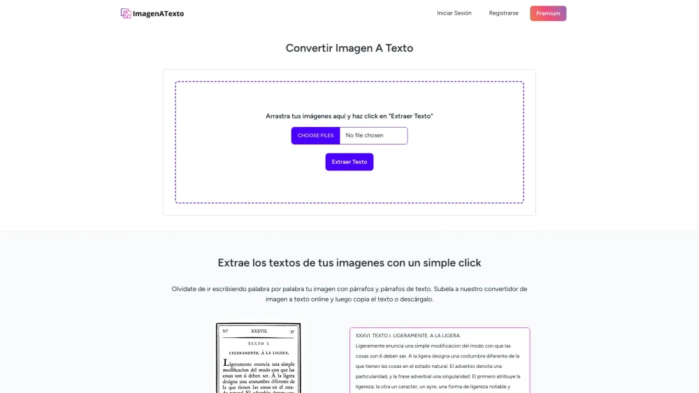 Imagen A Texto website screenshot
