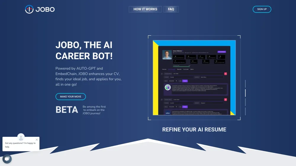 Jobo AI website screenshot