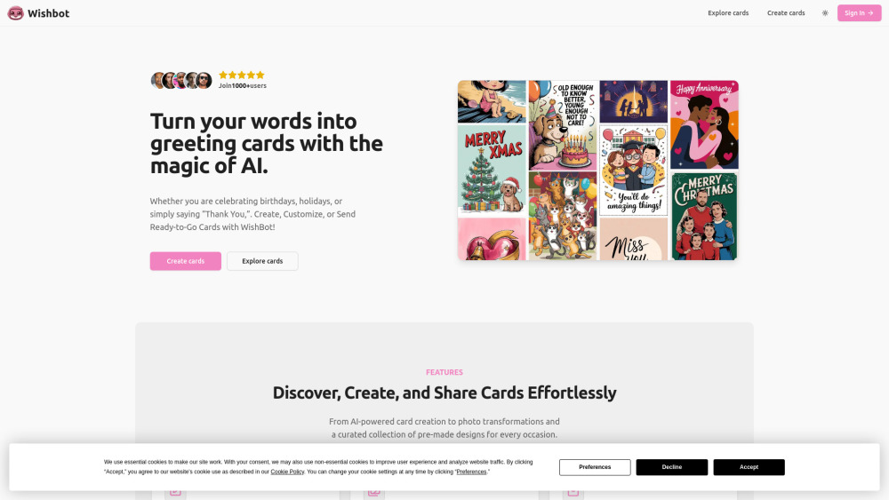 Wishbot website screenshot