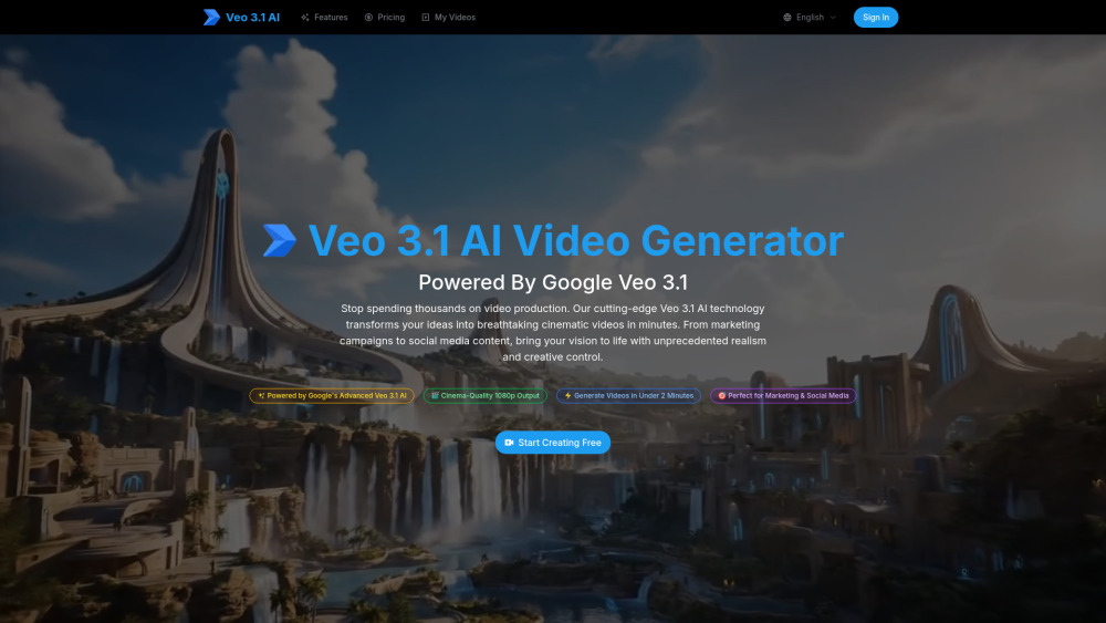 Veo 3.1 AI website screenshot