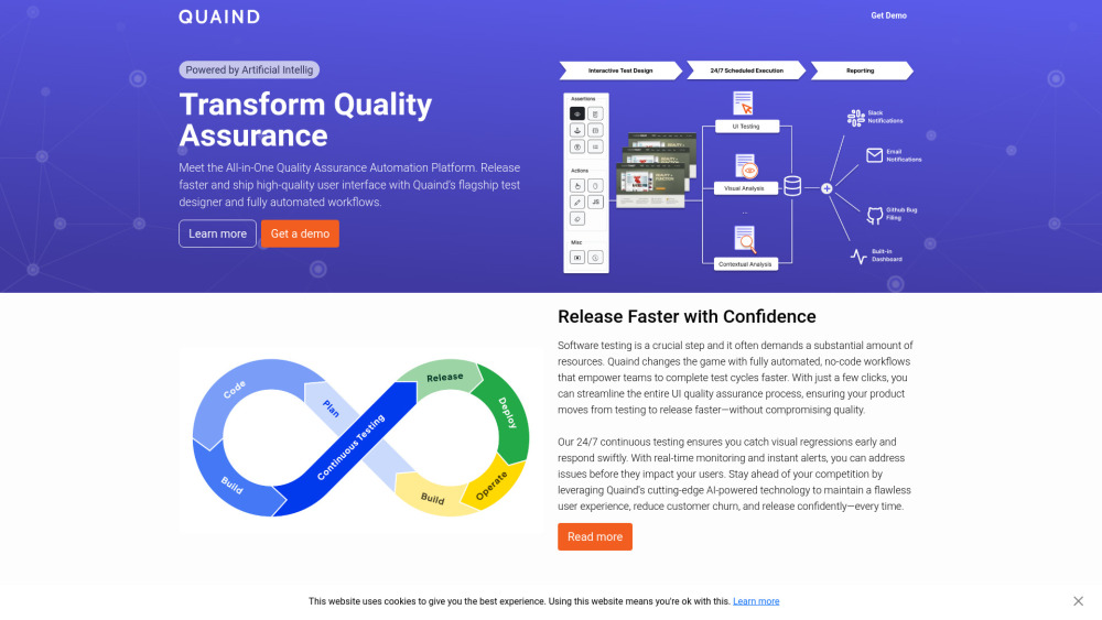 Quaind website screenshot